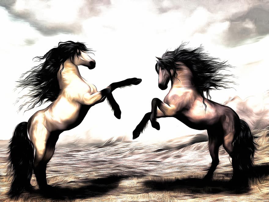 con ngựa, bức tranh kỹ thuật số, thú vật, bức vẽ, đang vẽ, Thiên nhiên, nâu, Thao tác, sáng tạo, đang chạy, tác phẩm nghệ thuật