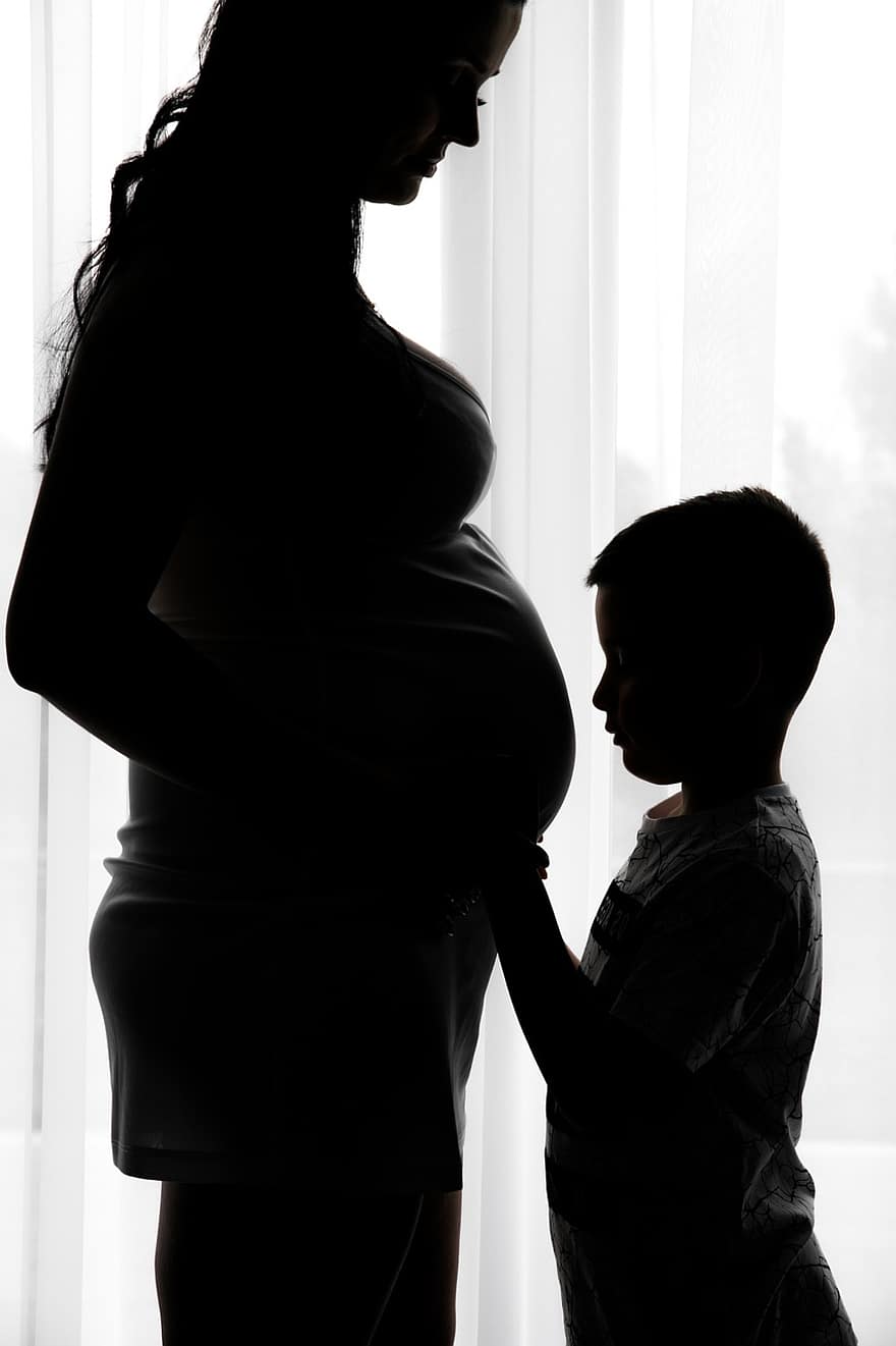 майка, дете, син, корем, женски пол, бременна, млад, момче, бебе, майчинство, бременност