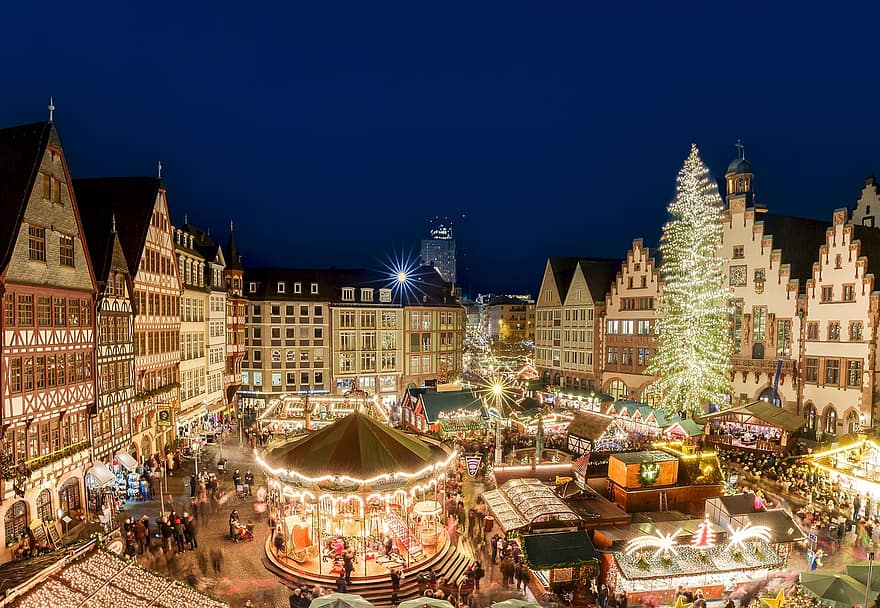 مدينة ، عيد الميلاد ، سوق ، أوروبا ، ألمانيا ، هيس