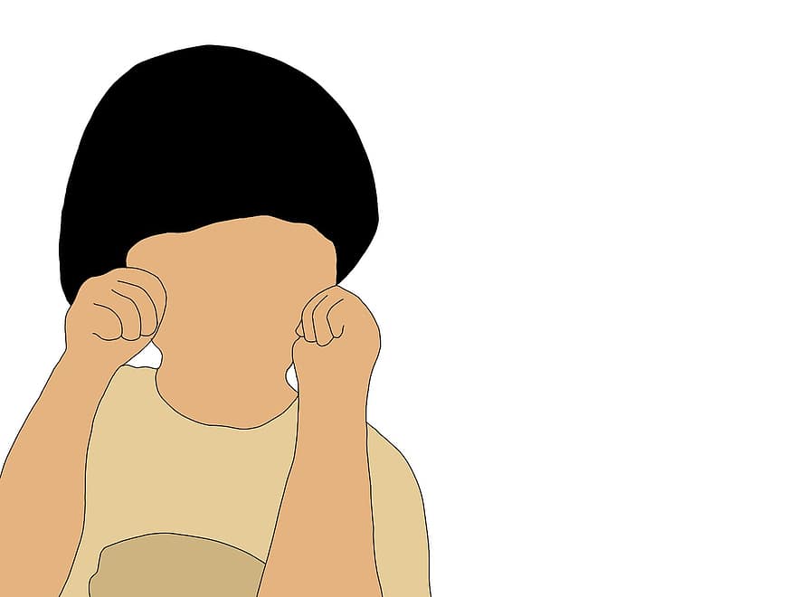Child, Cry, Character, Cartoon, Drawing, Sadness, men, one person, vector, illustration, women