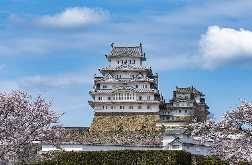 patrimoine, Château, architecture, Himeji, blanc, héron, l'histoire, tourisme, féodal, Asie, ancien