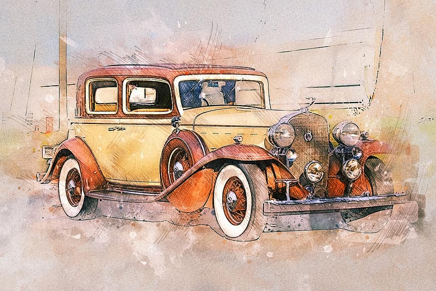 كاديلاك 1932 V12 ، عداد قديم ، وسائل النقل ، سيارة ، مركبة ، عتيق ، الرجعية ، كلاسيكي ، السيارات ، حنين ، التلاعب الرقمي