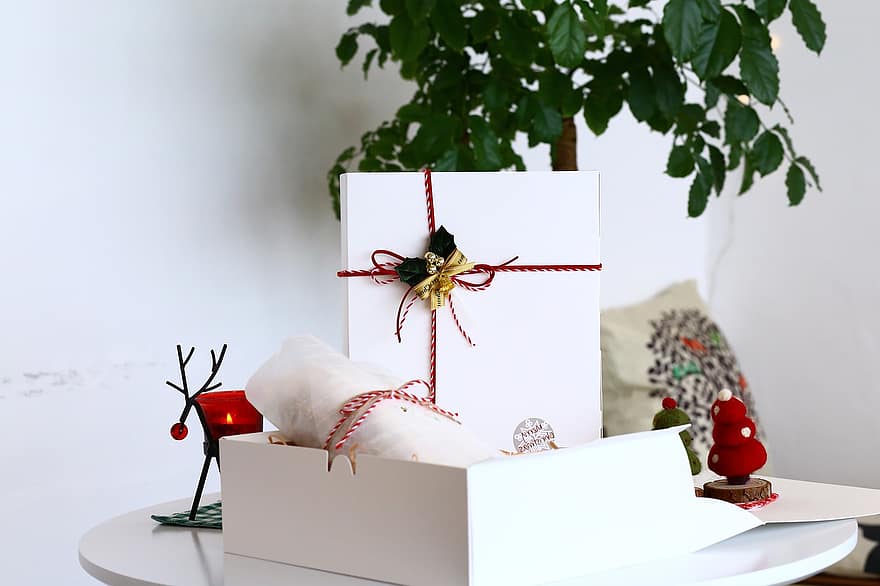 roubado, caixa, presente, presente de Natal, caixa de presente, sobremesa