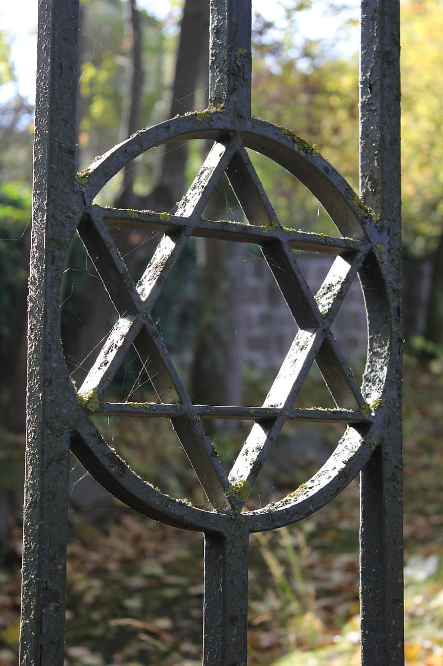 デビッドの星、ゲート、墓地、ユダヤ教、宗教、シンボル