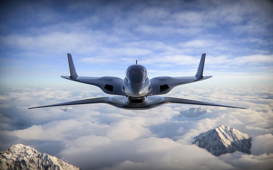 avión, aeronave, Renderizado 3d, Representación 3D, chorro, vuelo, Avión futurista, Aviones futuristas, aeronáutico