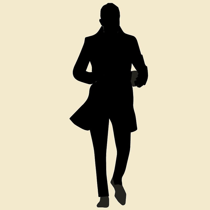 muž, kabát, stín, Černá, chůze, Modelka, Žlutý model