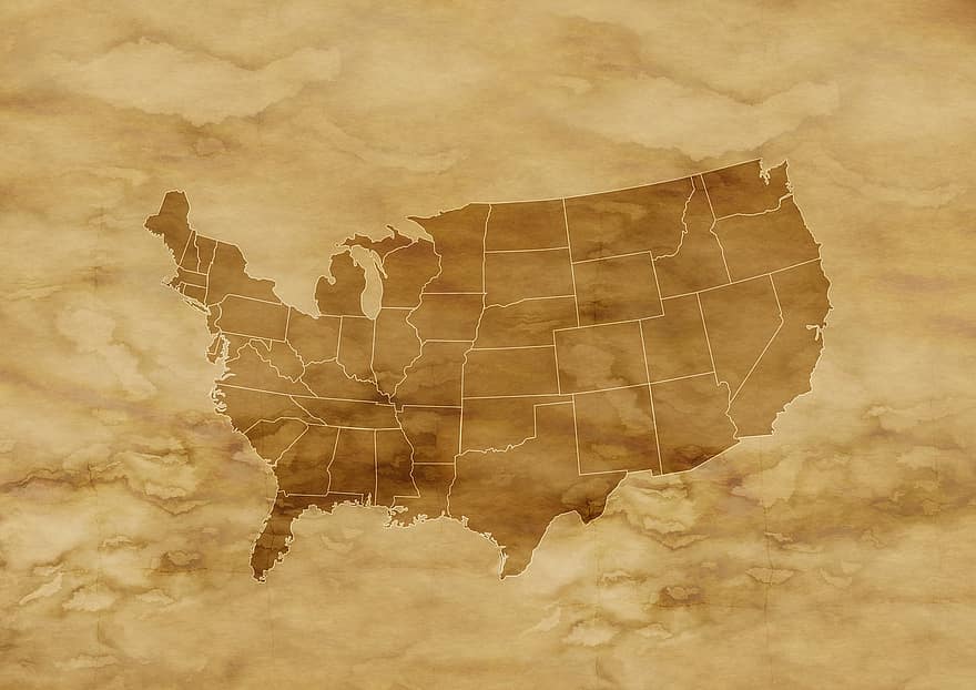 papel, pergamino, America, Estados Unidos, mapa, manchas, antiguo, papelería, estructura, intitulado, textura