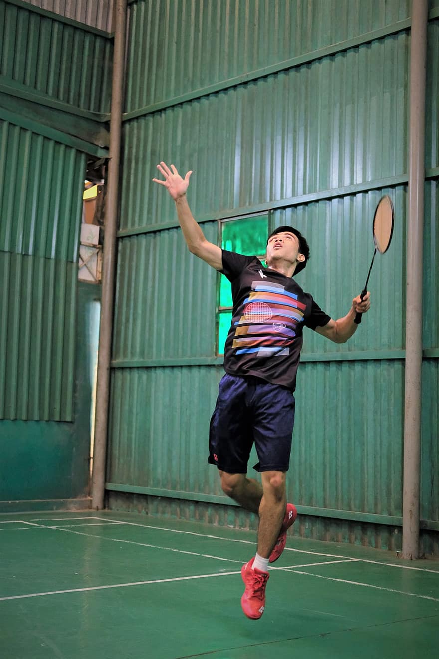 badminton, uomo, giocare, racchetta, sport, tempo libero, movimento, attività, gioco, velocità, fitness