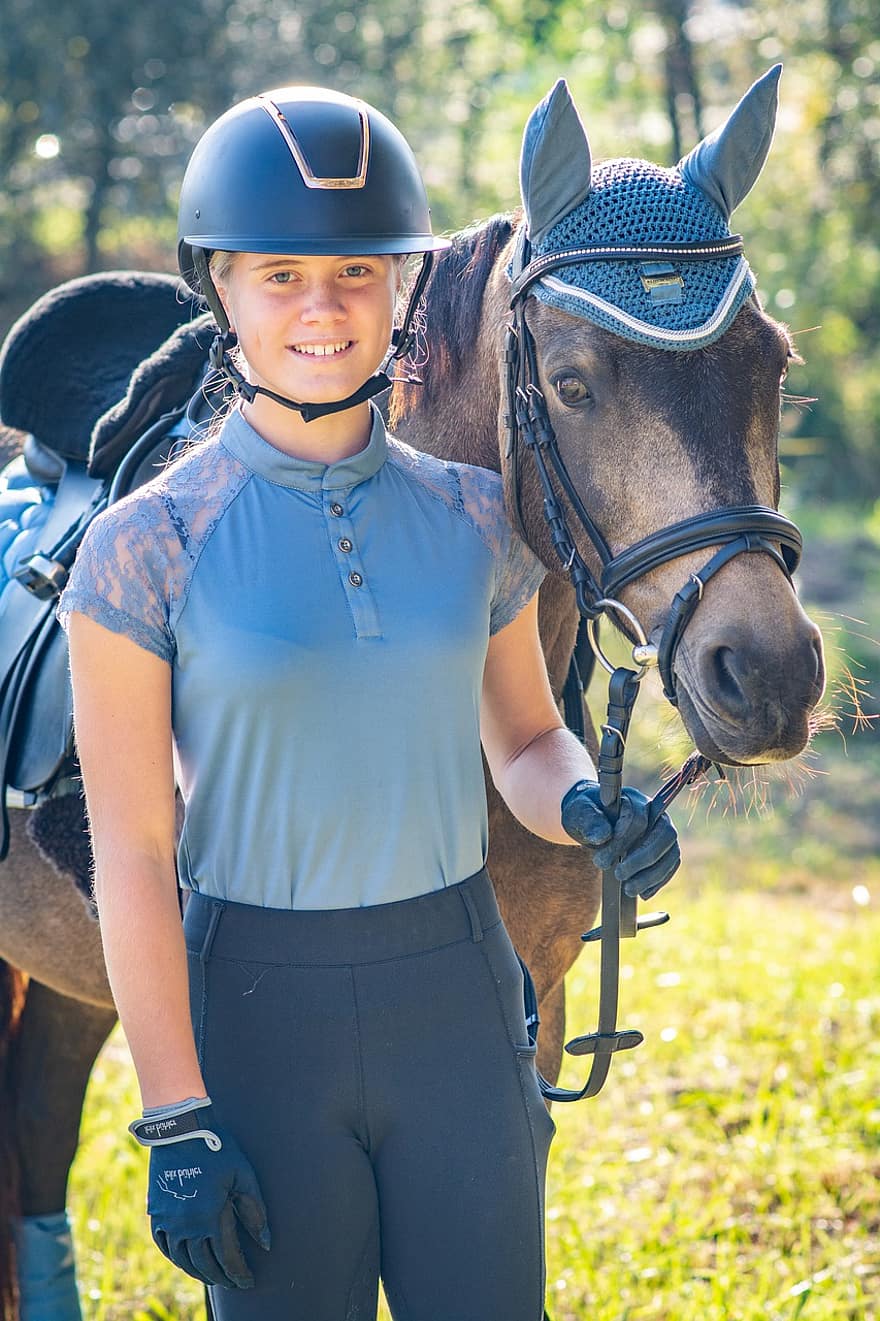 Girl, Horse, Pony, Rider, Teenager, Mare, Lead, Equestrian Sport
