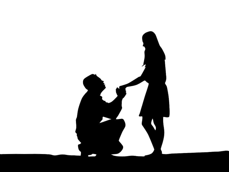 Proposal Of Marriage, Love, Passion, Delivery, Silhouette, Casal, Boyfriends, Romantic, Marriage, Grooms, Union