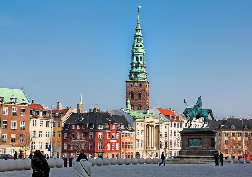 コペンハーゲン、広場、デンマーク、シティ、建築、建設、歴史家、ヨーロッパ、観光、トリップ、記念碑