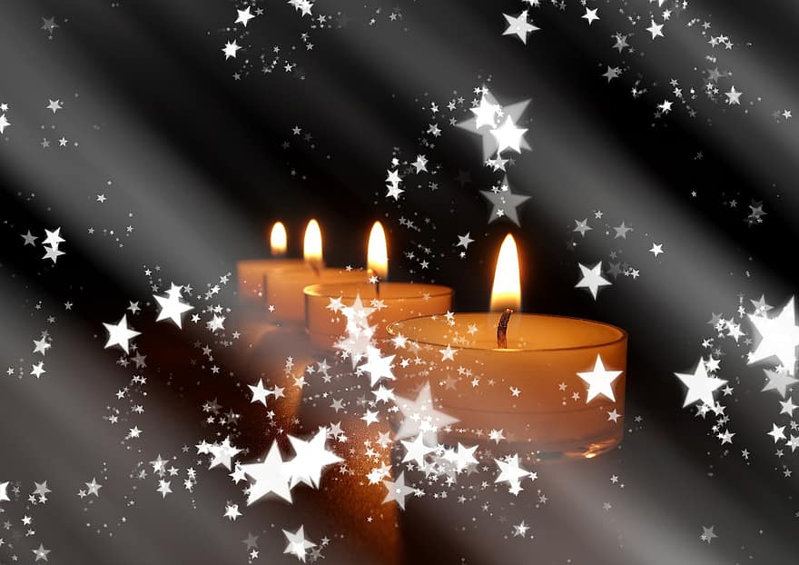 candele, stella, Natale, Festival, biglietto d'auguri, lume di candela, luce, cera, candeliere, stoppino, romanza