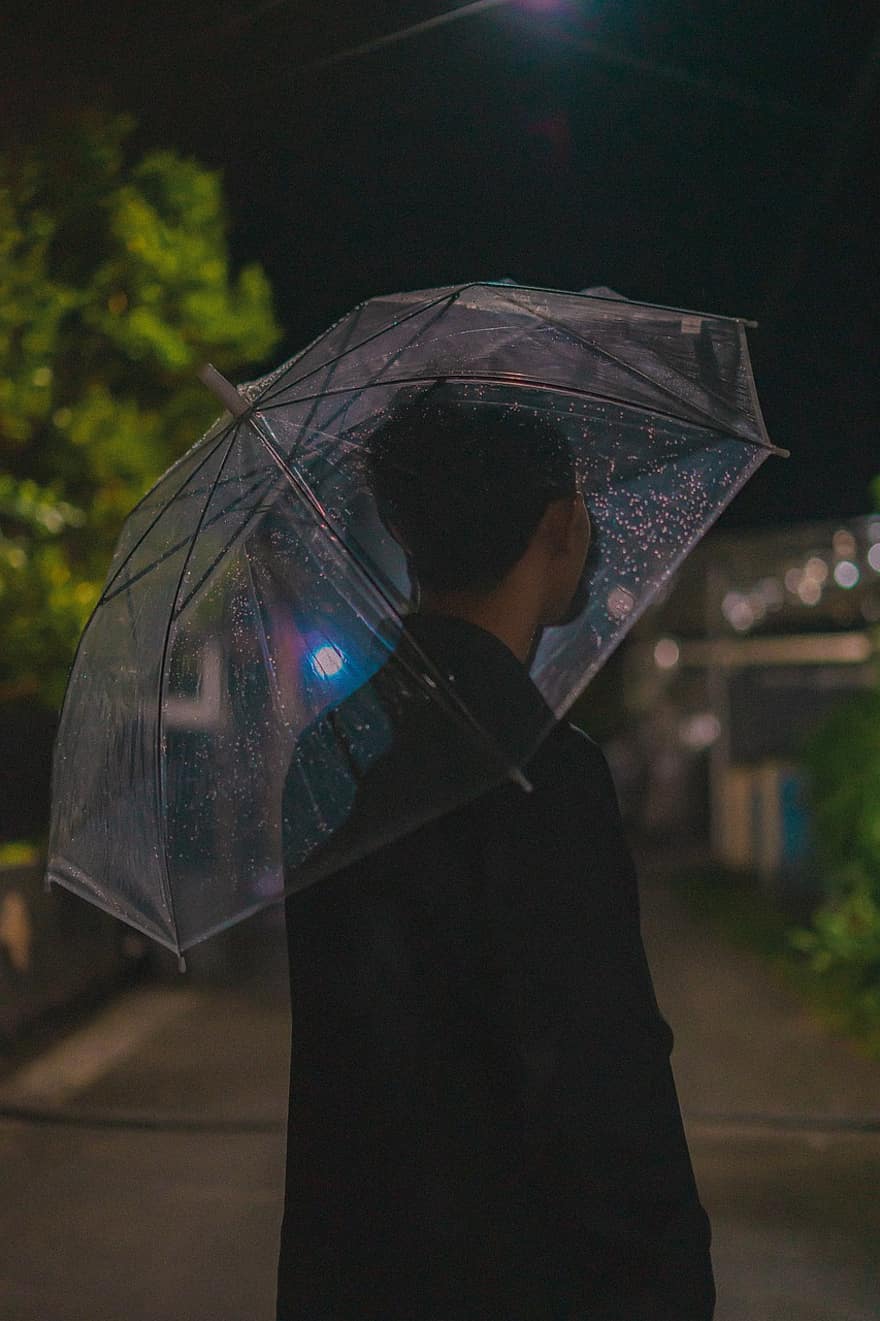 Rain, Umbrella, Water, Wet, Weather, Raining, Night, Drops, Light, Rainy, men