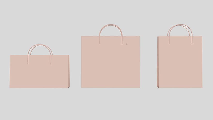 बैग, पेपर बैग, हैंडल, बाजार, व्यापार, पैकेज, पैकेजिंग, 3 डी, पृष्ठभूमि, रिक्त, डिब्बा