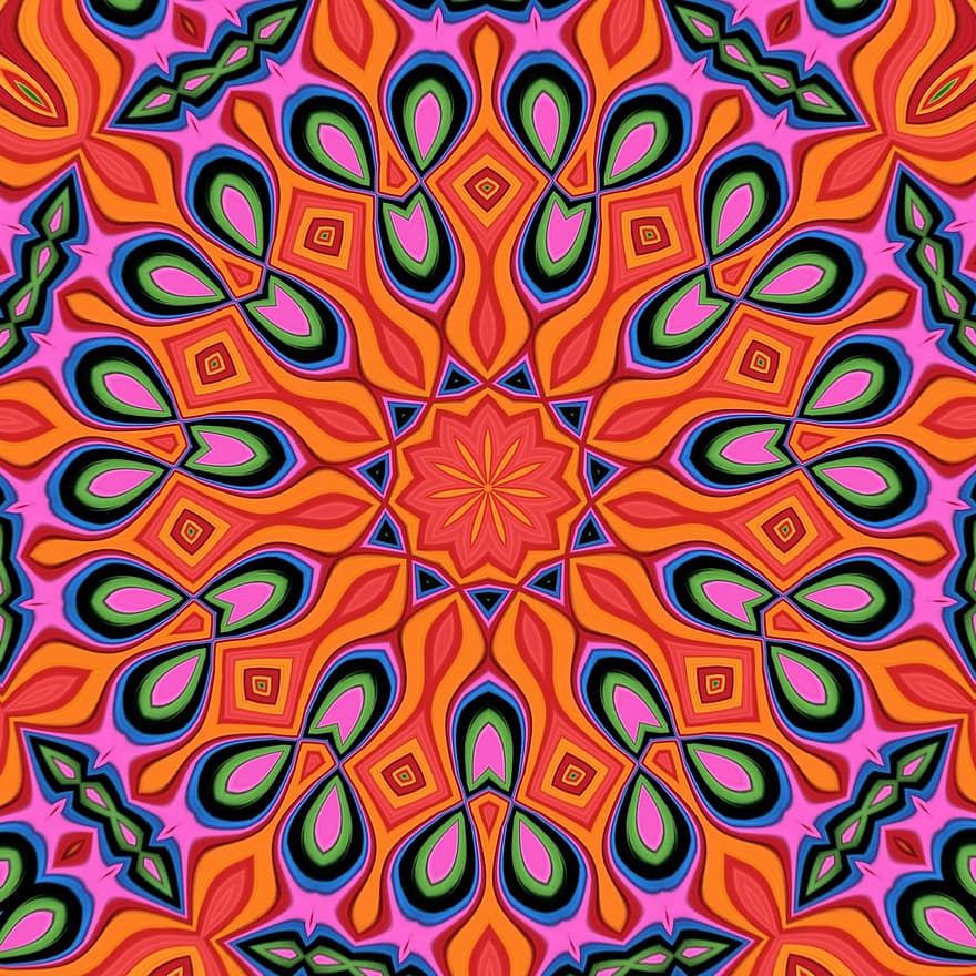 Abstract Art, Abstract Background, Colorful Background, Colorful, Mandala, Orange, Blue, Design, Pattern, Ornament, Ethnic