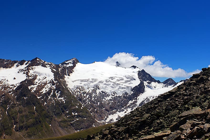 natureza, montanhas, Alpes, geleira, ao ar livre, viagem, montanha, neve, Pico da montanha, panorama, azul