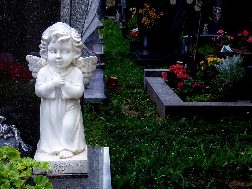 temető, angyal, emlékmű, szobor