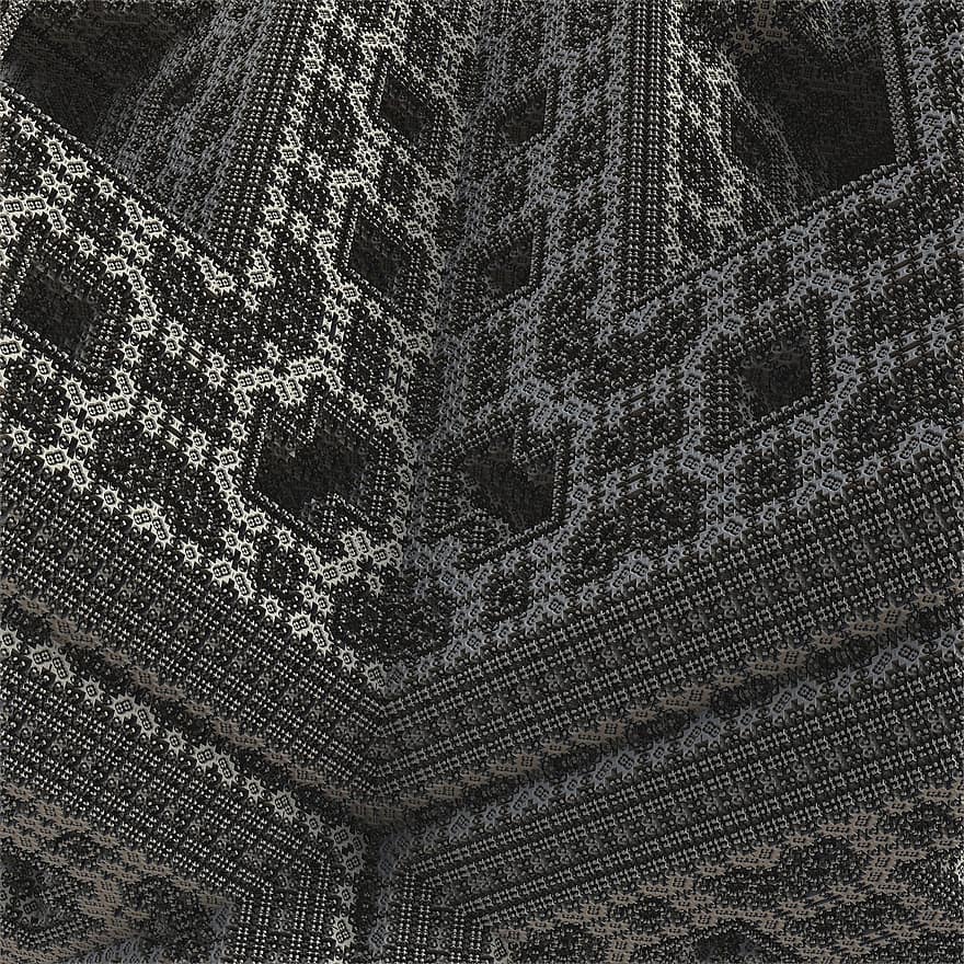 Menger, render, 3d, forats, obra d'art, Caixa, cub, cúbic, digital, fractal, geomètric