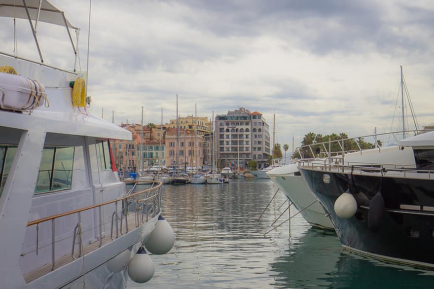 yachts, marina, porta, porto, paesaggio urbano, Francia