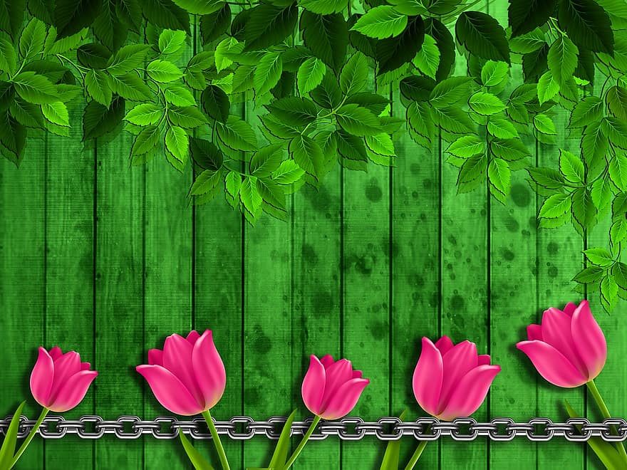 Background, Reason, Texture, Tulips, Leaves, Wood, Color, Flowers, Background Texture