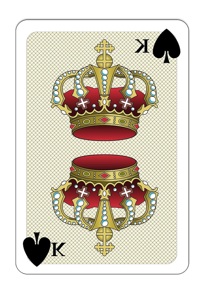 hrací karta, skat, eso, král, královna, koruna, mapa, poker, pik