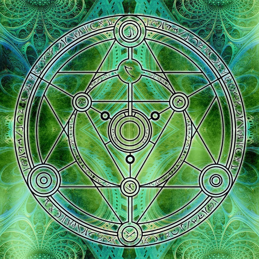 rune, geometri, esoterisk, åndelig, mystiker, gammel, hellige, magi