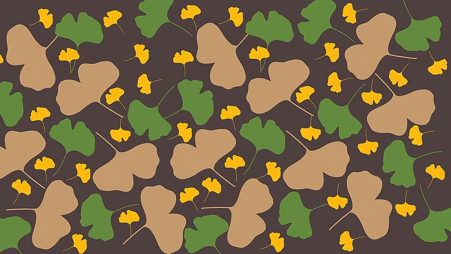葉、植物、パターン、銀杏、緑、ゴールデン、壁紙