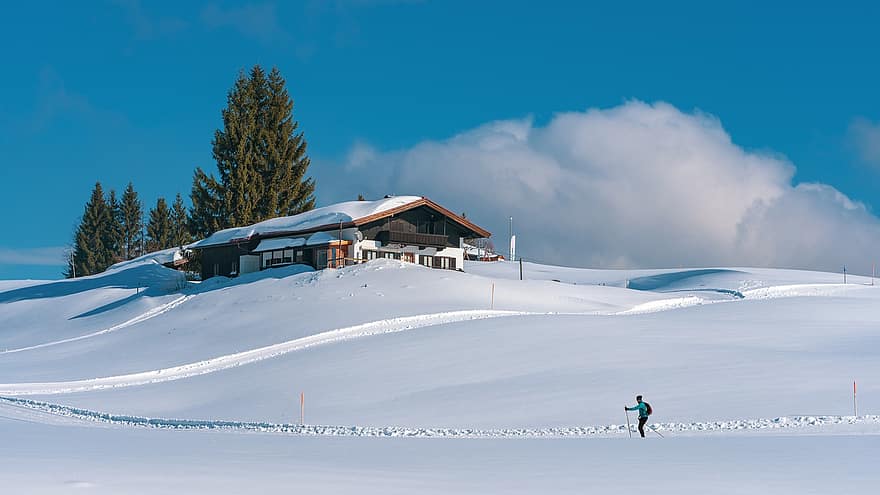 hivern, poble, temporada, naturalesa, a l'aire lliure, ciutat, esquiar, neu, muntanya, esport, paisatge