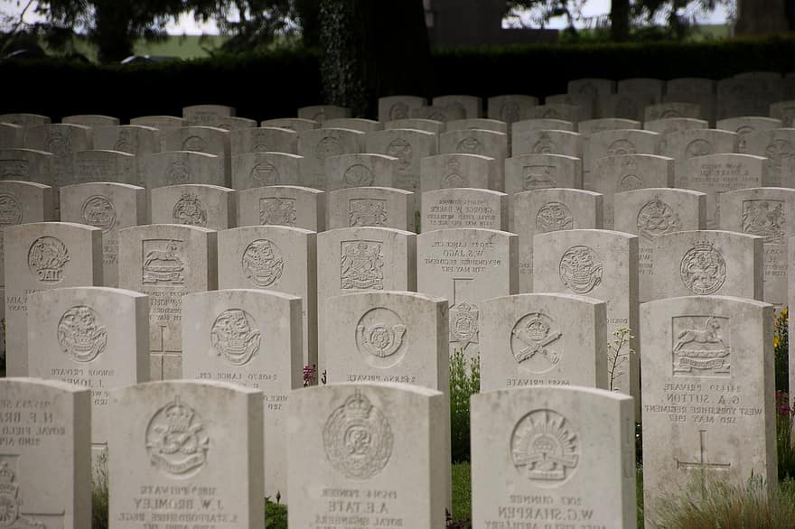 военно гробище, паметник, гроб, Първата Световна Война, надгробни паметници, гробище, Сом, Франция, WW1, британски, войници