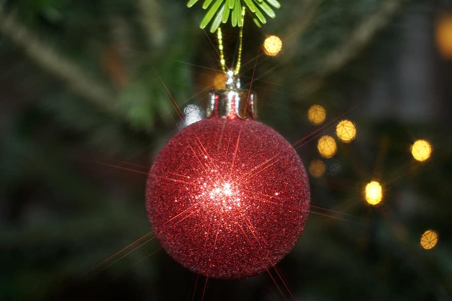 크리스마스 공, 크리스마스 트리, 전나무, 불꽃, 별, 크리스마스 장식들, 장식, 반사, 사진, 격자 렌즈, 재미있는