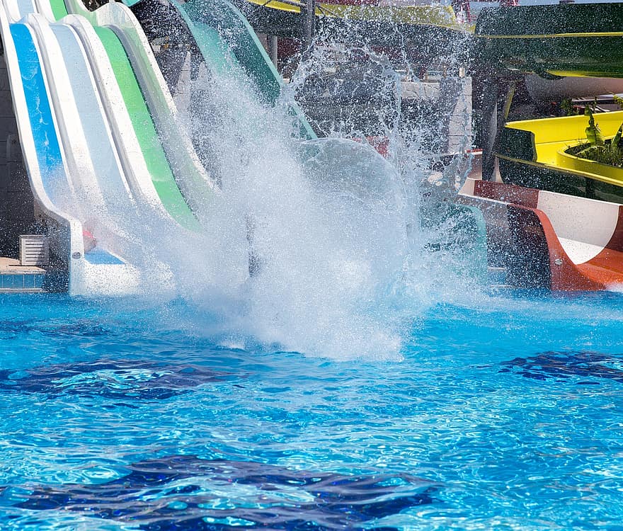 Swimming Pool, Water Park, Water Slide, Excitement, Outdoors, Actions, Activity, Childhood, sport, water, extreme sports