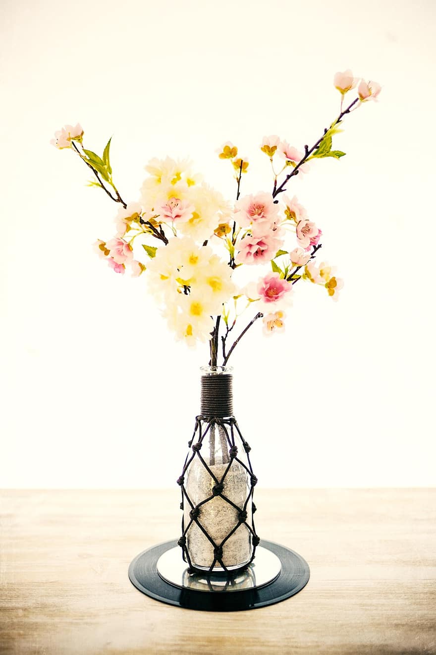 květiny, váza, květinová váza, dekorace, stůl, deska