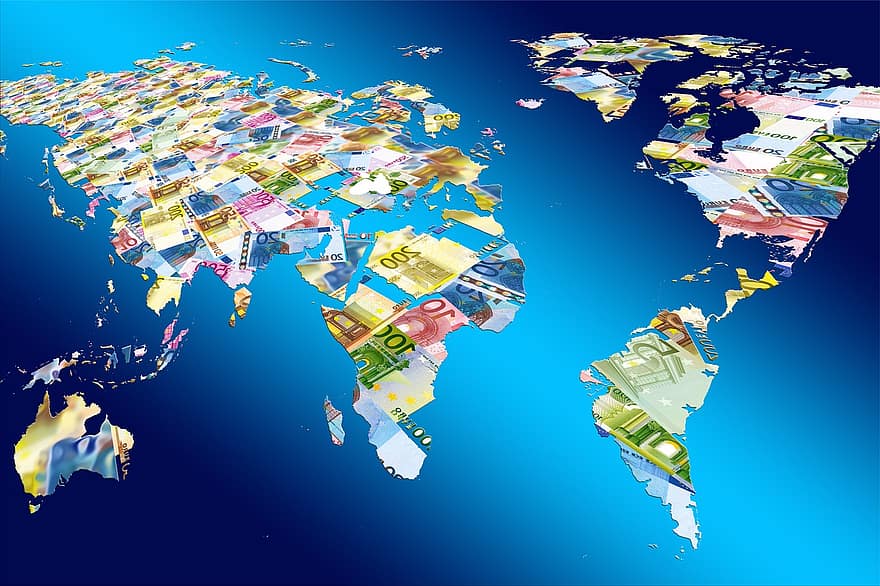peníze, euro, Země, svět, kontinentech, měna, dolarová bankovka, bankovka, Evropa, finančního světa, účtovat