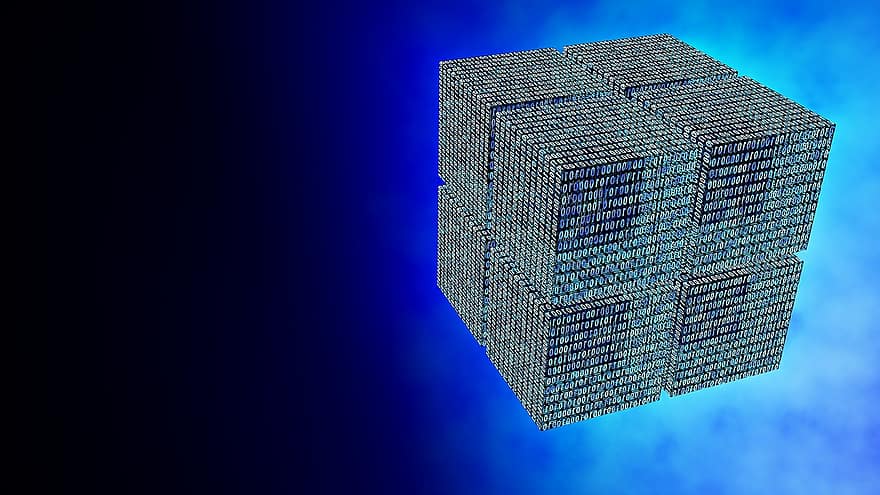 куб, дигитален, заден план, 3d