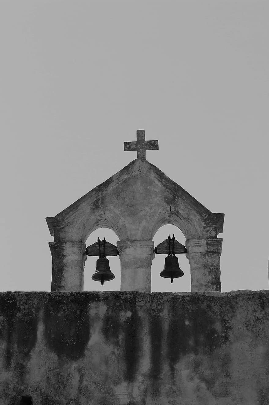 Iglesia, campanas, cruzar, edificio, religioso, ortodoxo