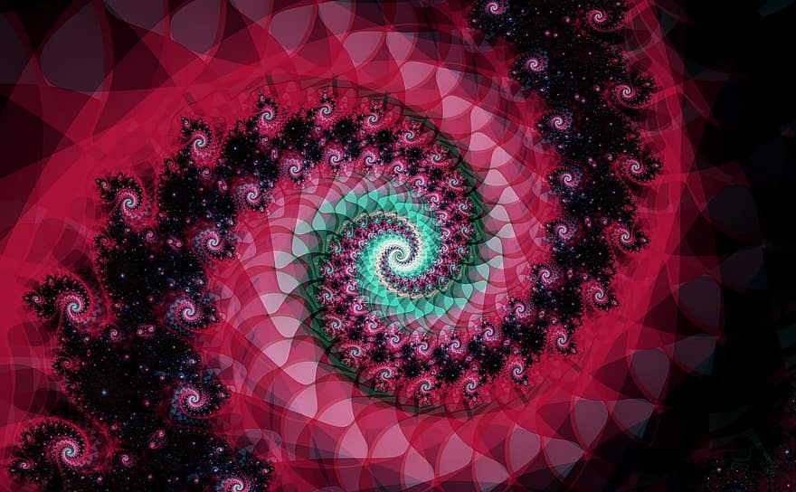 fraktal, spiralformet, vortex, kunst, kunstværk, rød, magenta, design, abstrakt, mønster, baggrunde