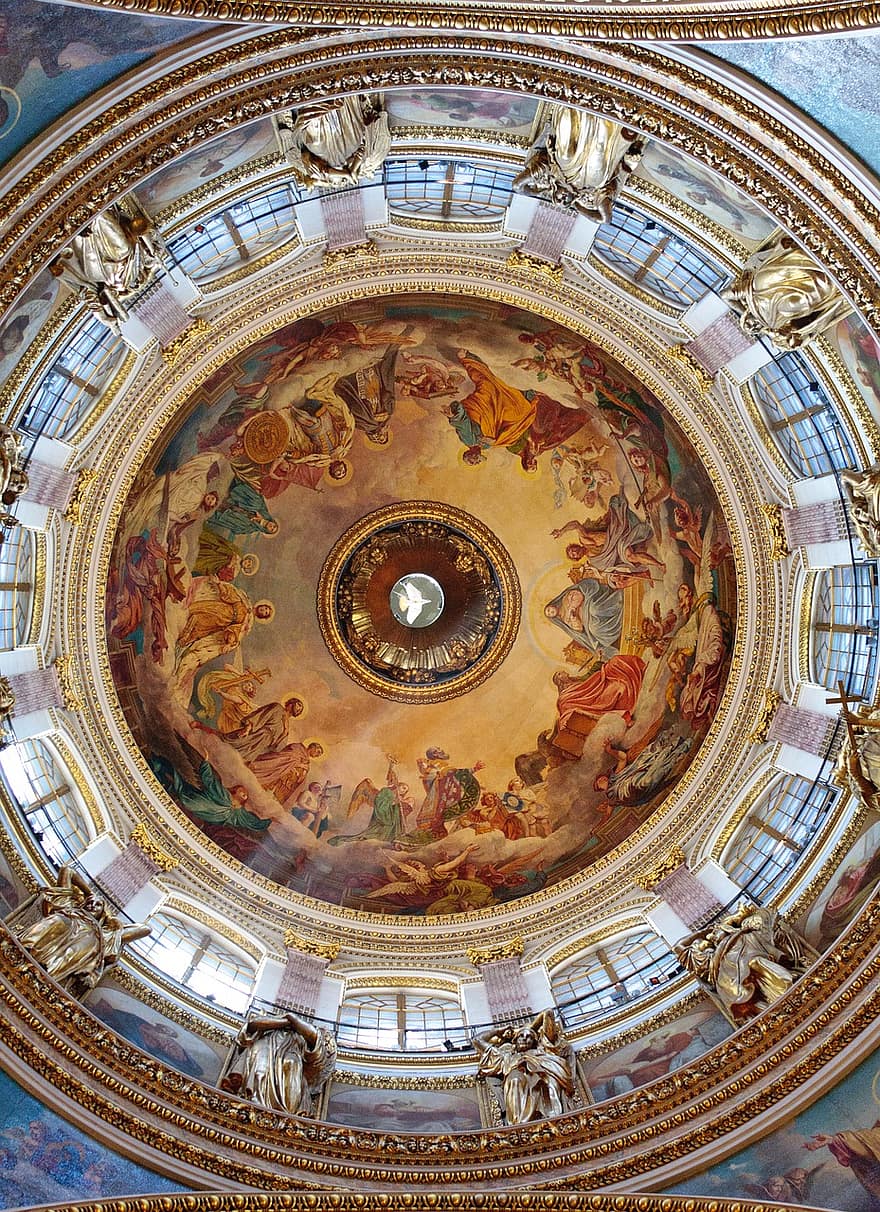 собор св. Ісаака, купол, храм, Санкт-Петербург Росія, світло
