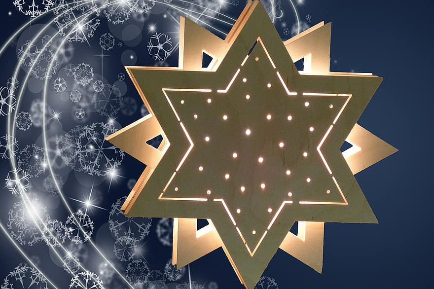 Estrela, estrela de madeira, iluminado, Natal, advento, decoração, época de Natal, brilhando, leve
