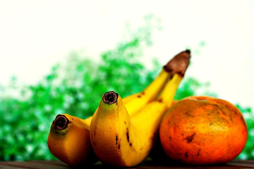 фрукты, органический, питание, урожай, витамины, мандарин, банан, свежесть, желтый, здоровое питание, зеленого цвета
