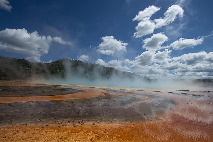 θερμοσίφωνας, yellowstone, φύση, νερό, ατμός, άνοιξη, λεκάνη πηγής, ηφαιστειογενής, εθνικό πάρκο yellowstone