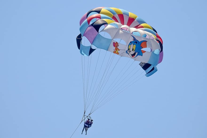 fallskjerm, paragliding, eventyr, tegnefilm, Tom og Jerry, moro