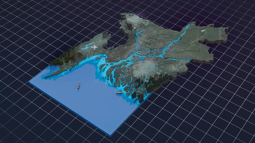 carta geografica, pianeta, mondo, Mappa del Bangladesh, Mappa 3D, 3d, rendere, miscelatore