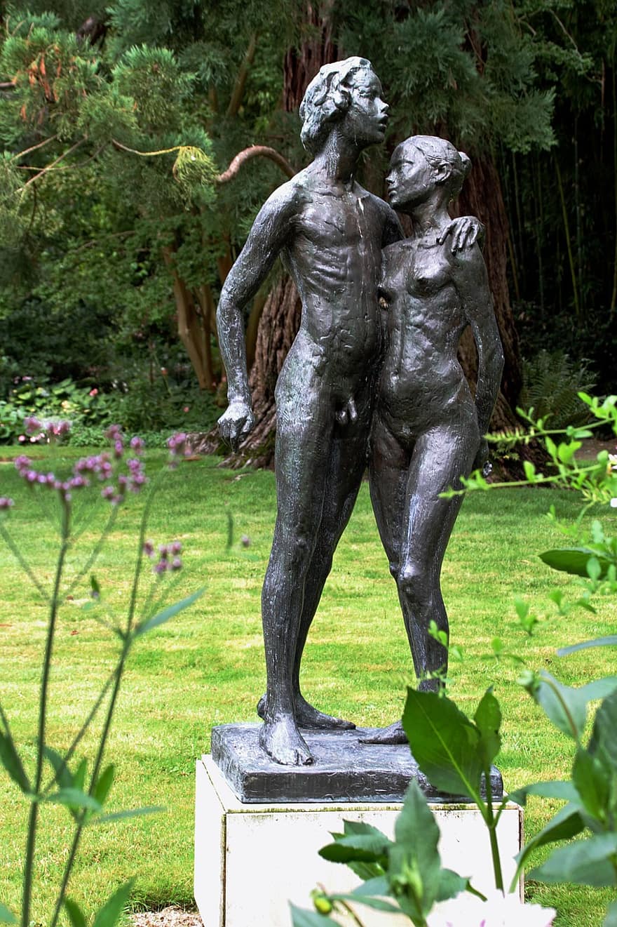 escultura, estátua, arte, jardim