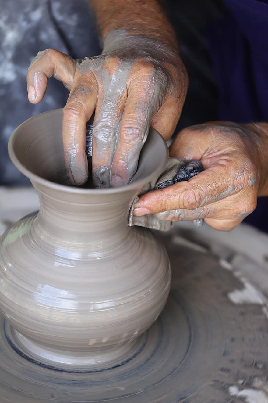 ceramică, mâini, olar