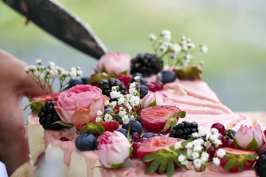 tort urodzinowy, ciasto z kremem, owoce, różowy, lato, pastellfarben, owoc, tort weselny, pyszne
