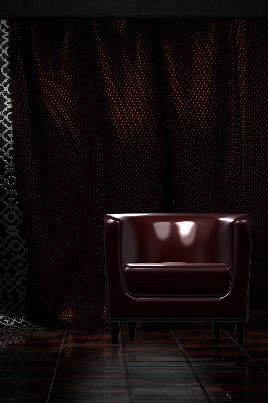 club, stoel, fauteuil, latex, leer, donker, kamer, studio, backdrop, achtergrond