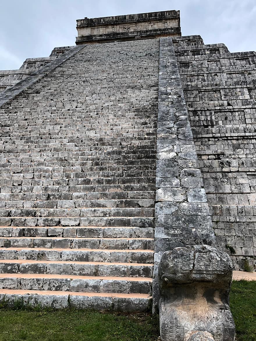pirâmide, templo, passos, maia, México, Chichen Itza