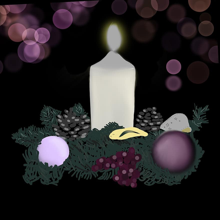 stearinlys, advent kranse, jul, krans, ornamenter, advent, julepynt, lys, julegave, dekorasjon, dekor