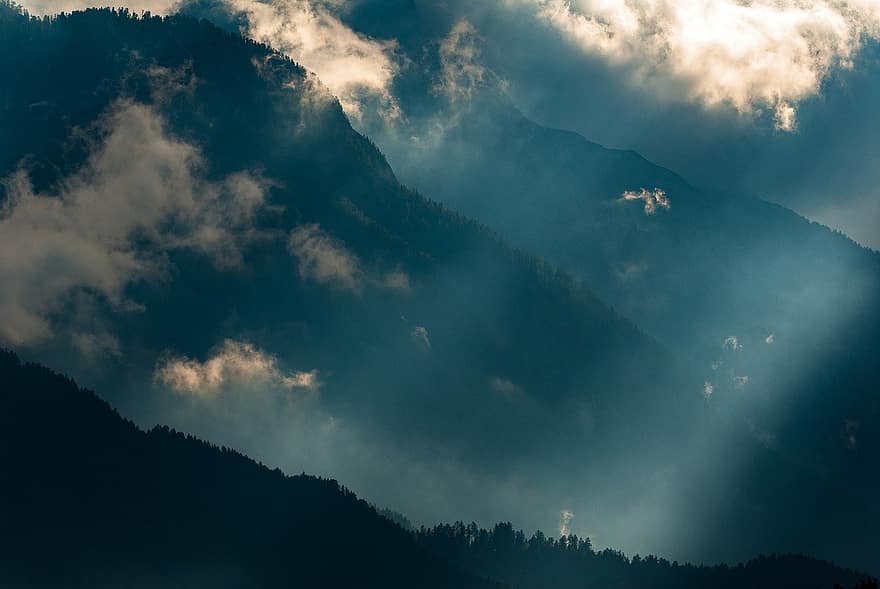 doğa, dağ, bulutlar