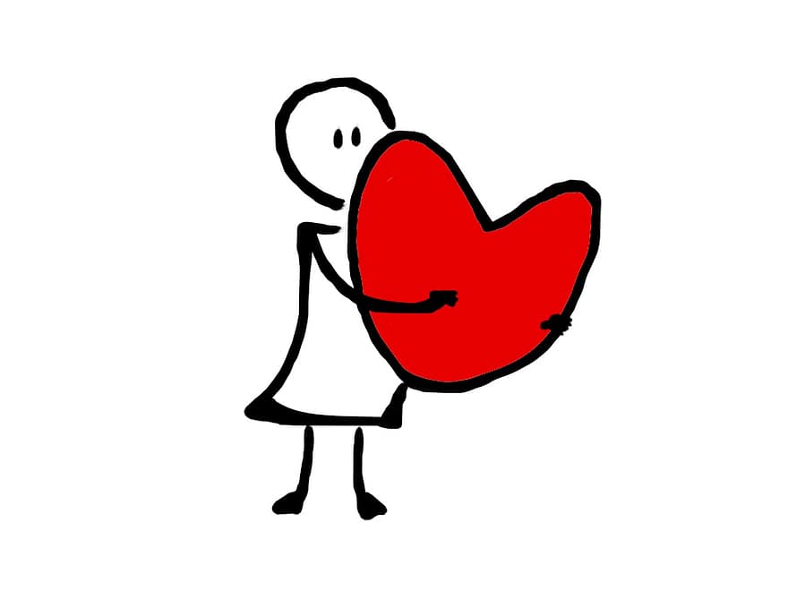 Aşk, kalp, gerçek aşk, romantik, nişan, kırmızı, Sevgililer Günü, çizim